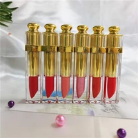 wholesale cosmetic makeup gold tube waterproof vegan liquid lipstick matte glitter lipgloss