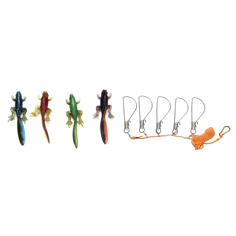 

4Pcs Soft Fishing Lure 3.7G / 8cm Frog Tadpole Soft Fishing Bait with 5M Fishing Lock Buckle Live Fish Lock Belt