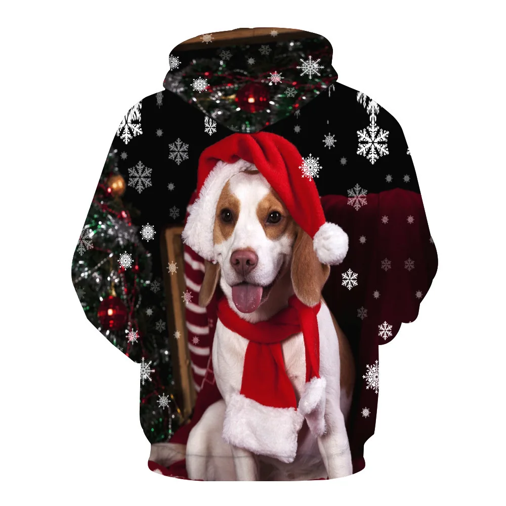 

CNUUIKOOEK Sweatshirts Men's 3D Christmas Dog Printed Hooded Pocket Pullover Hoody Fashion Hooded Men's Hoodies