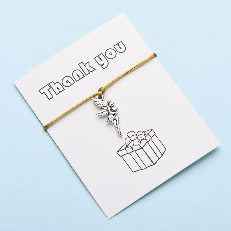 IYOE Wish Card Thank You Чарм "Фея" браслеты для женщин девушек ручной тканый счастливый красный браслет с огранкой и Висячие Подарочные ювелирные изделия