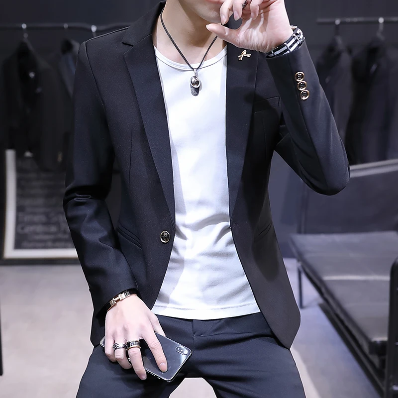 

Men's 2021 spring and autumn thin section youth Korean style slim mid-length suit trendy brand men's jacket trend windbreaker me