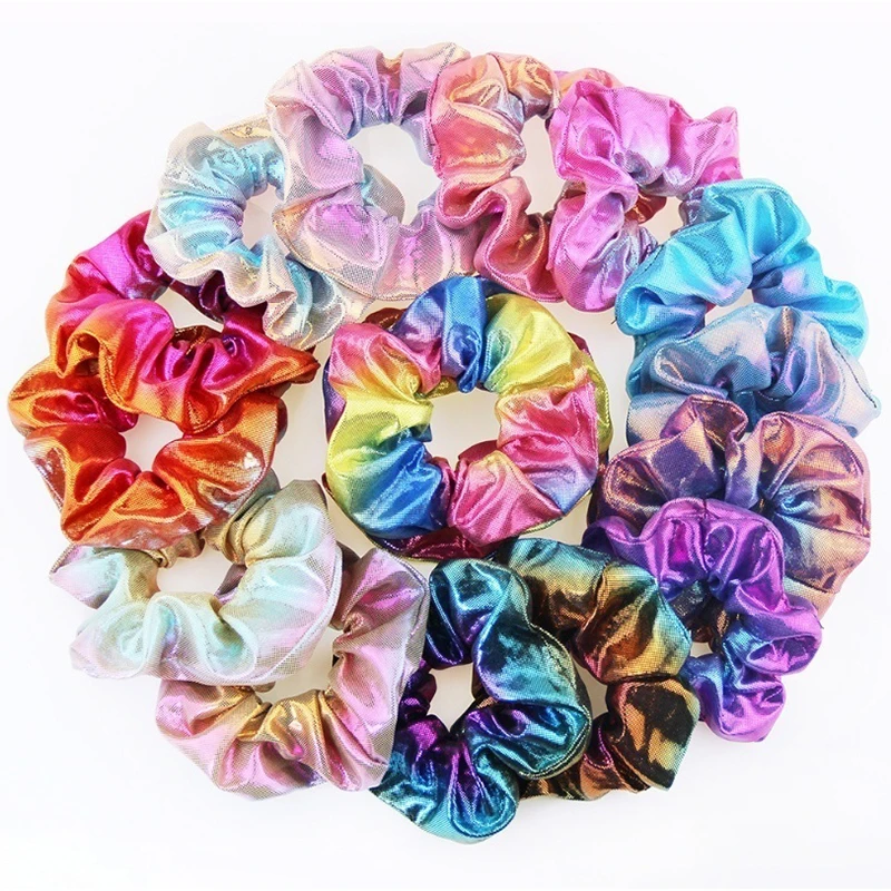 

8Pcs Fashion Set Glitter Scrunchie Colorful Elastic Hair Tie Hair Band Glitter Ponytail Holder Scrunchie Pack Hair Accessories