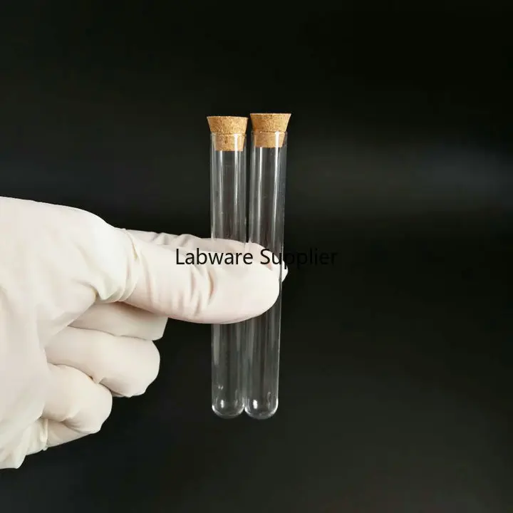 

100pcs/lot 12x100mm U-shaped Bottom Clear Glass Test Tubes with Cork Stopper for Kinds of Labs/schools Glassware