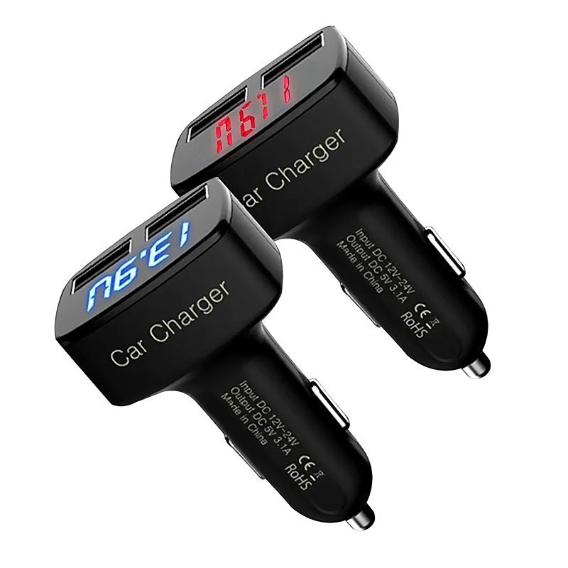 1 шт. 3.1A двойной USB профессиональное автомобильное зарядное устройство ЖК-дисплей
