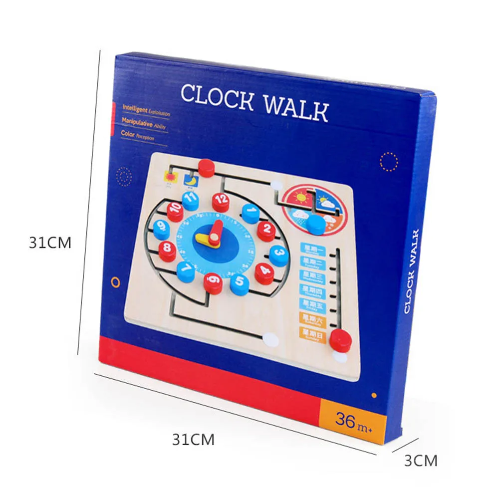 Деревянные детские когнитивные игрушки обучающие школьные часы с календарем