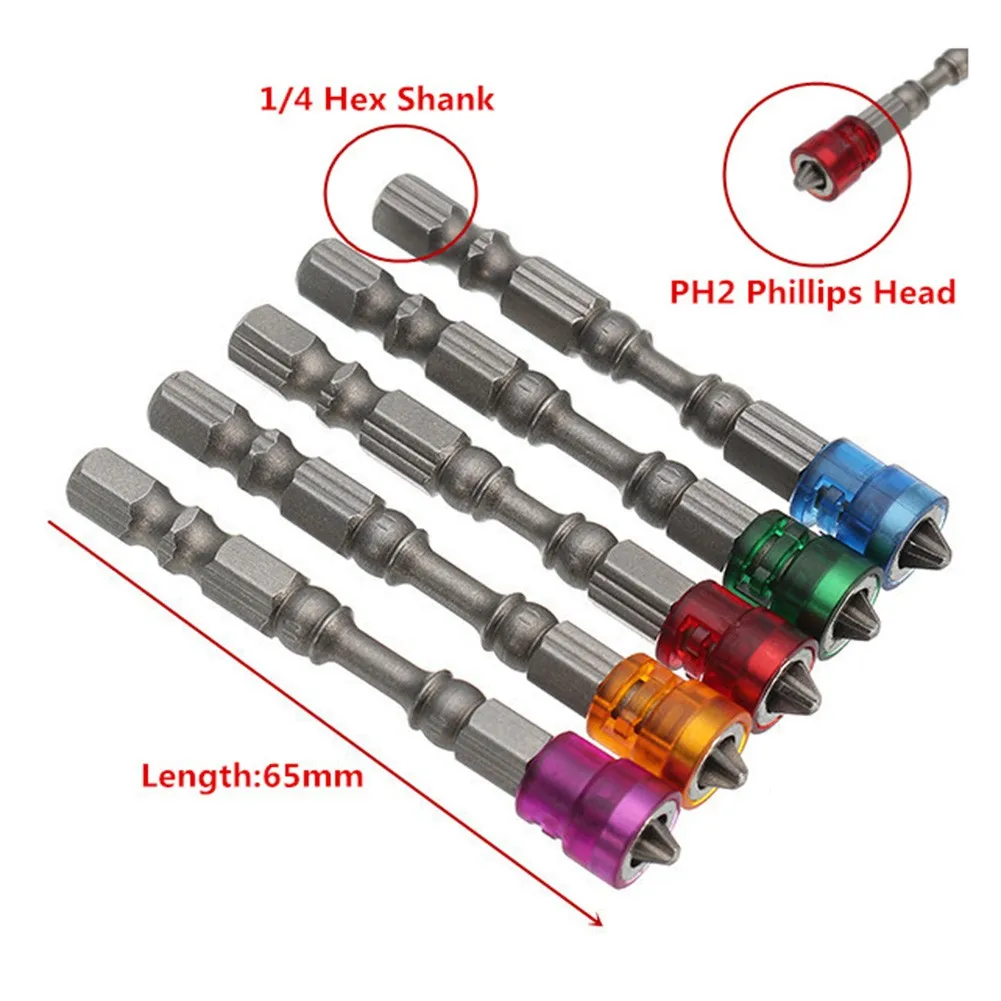 

1/4 Magnetic Screwdriver Bits 10Pcs 65mm Head Hex Inch Kit PH2 S2 Alloy