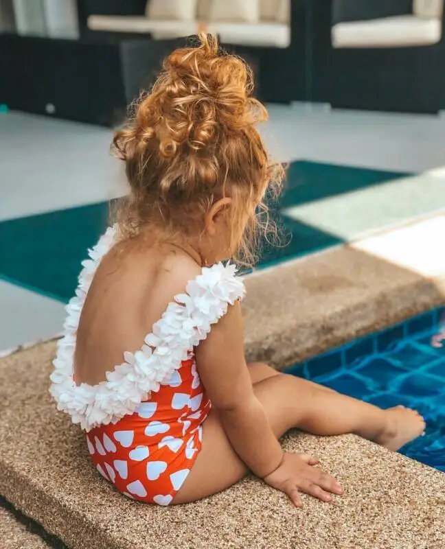 2020 Valentine’s Toddler Love Heart Bathing Suit Kid Girl Baby Kids Prints Bikini Swimwear One-piece Swimsuit 0-5Y | Детская одежда и