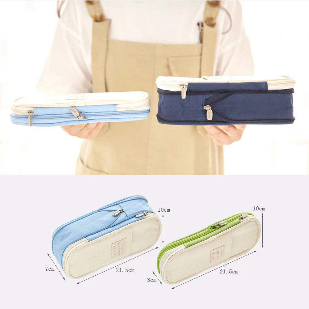 Карандаш Чехол Макарон Цвет Натяжной двойной Слои большой Ёмкость пенал для