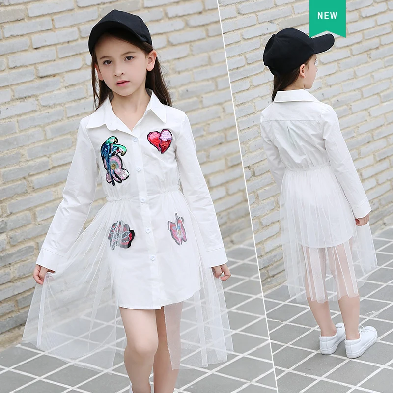 Весенне-осенняя блузка для маленьких девочек Платье vestidos Детская модная одежда
