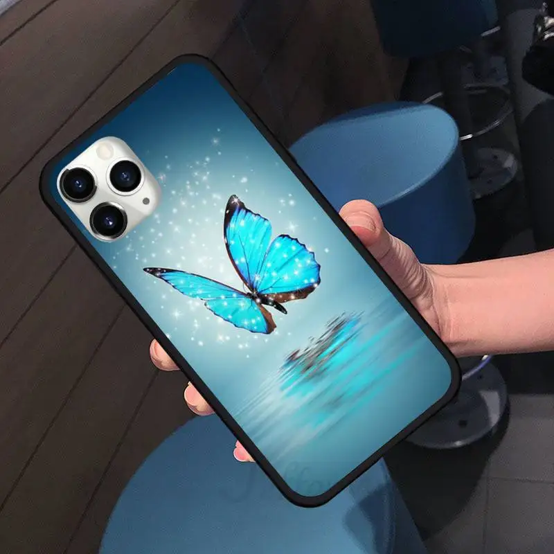 

Butterfly shiny art animal cute flower Phone Case for iPhone 11 12 pro XS MAX 8 7 6 6S Plus X 5S SE 2020 XR shell cover funda
