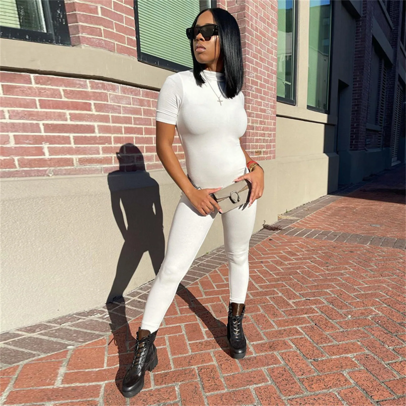 

club outfits for Women Streetwear Solid Color Long Sleeve Nightwear Female jumpsuits Bodysuit Playsuit Romper 2021 New Design