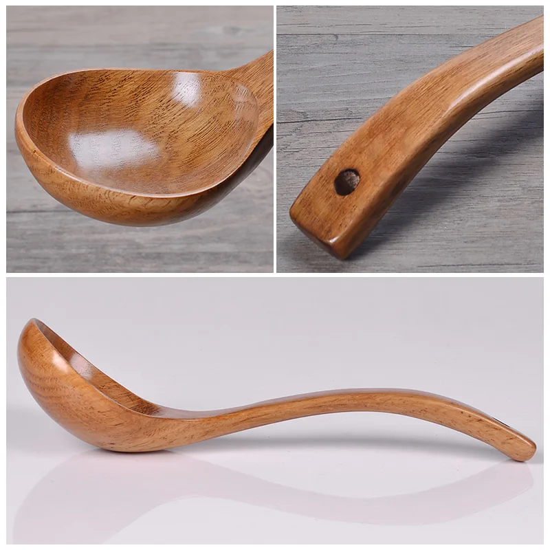 

New arrived Natural Wood Long Handle Ladle Kitchen Spoons Big Cooking Soup Ladle Hot Pot Spoon Tools
