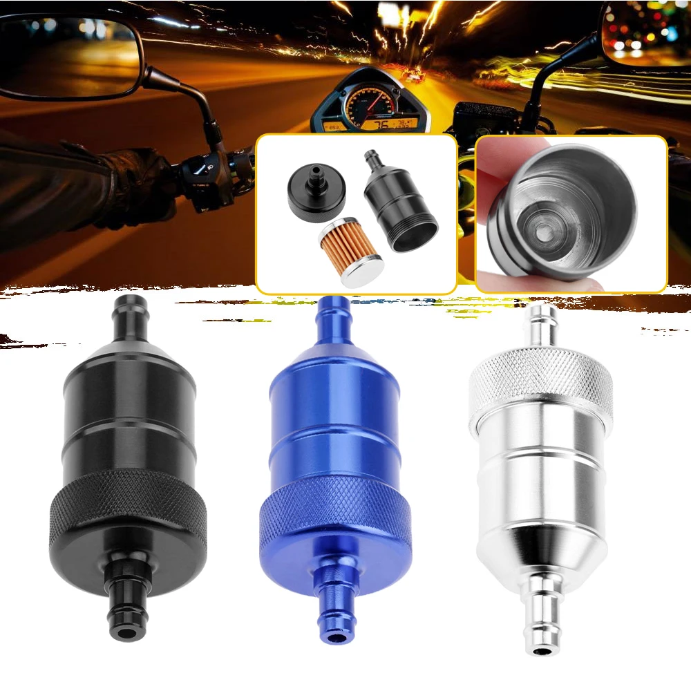 

Universal 8mm 5/16'' Motorcycle Fuel Filter Car Petrol Diesel Inline for Motorcycle Scooters Chrome Aluminum Fuel Filters