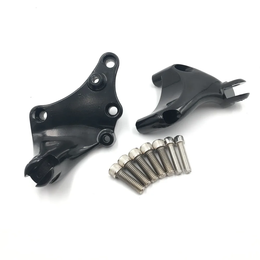 Черные мотоциклетные кронштейны для пассажирских ножек Harley XL883 1200 Sportster 2014 2017 2015