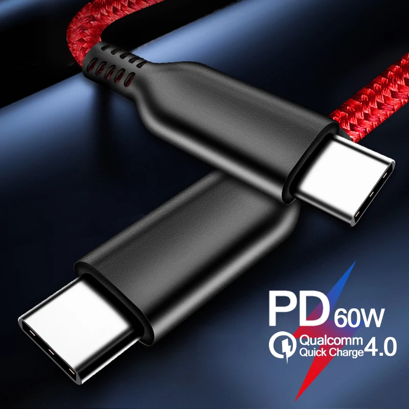 

Кабель USB Type-C на Type-C для Samsung Huawei Xiaomi, шнур для передачи данных, 60 Вт, PD 3A, 3 м, для Android, быстрая зарядка