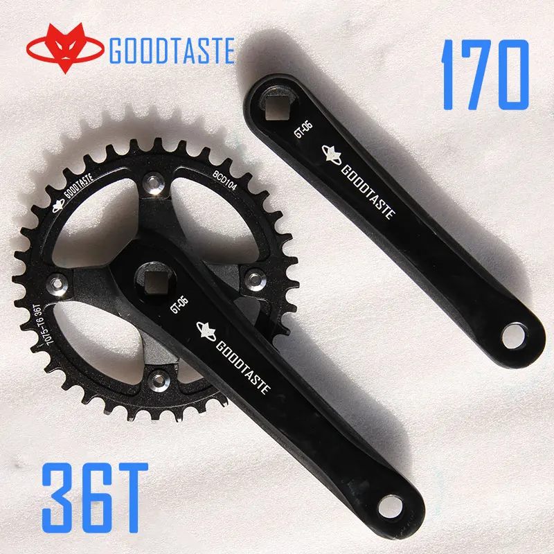 170 crank and 36T Goodtaste Fahrrad kurbel kettenblatt 104BCD MTB велосипед Kurbel алюминиевый Legierung Mit Boden Kurbel 170 platte rot 32T 34T 36T 38T - Цвет: 170 crank and 36T