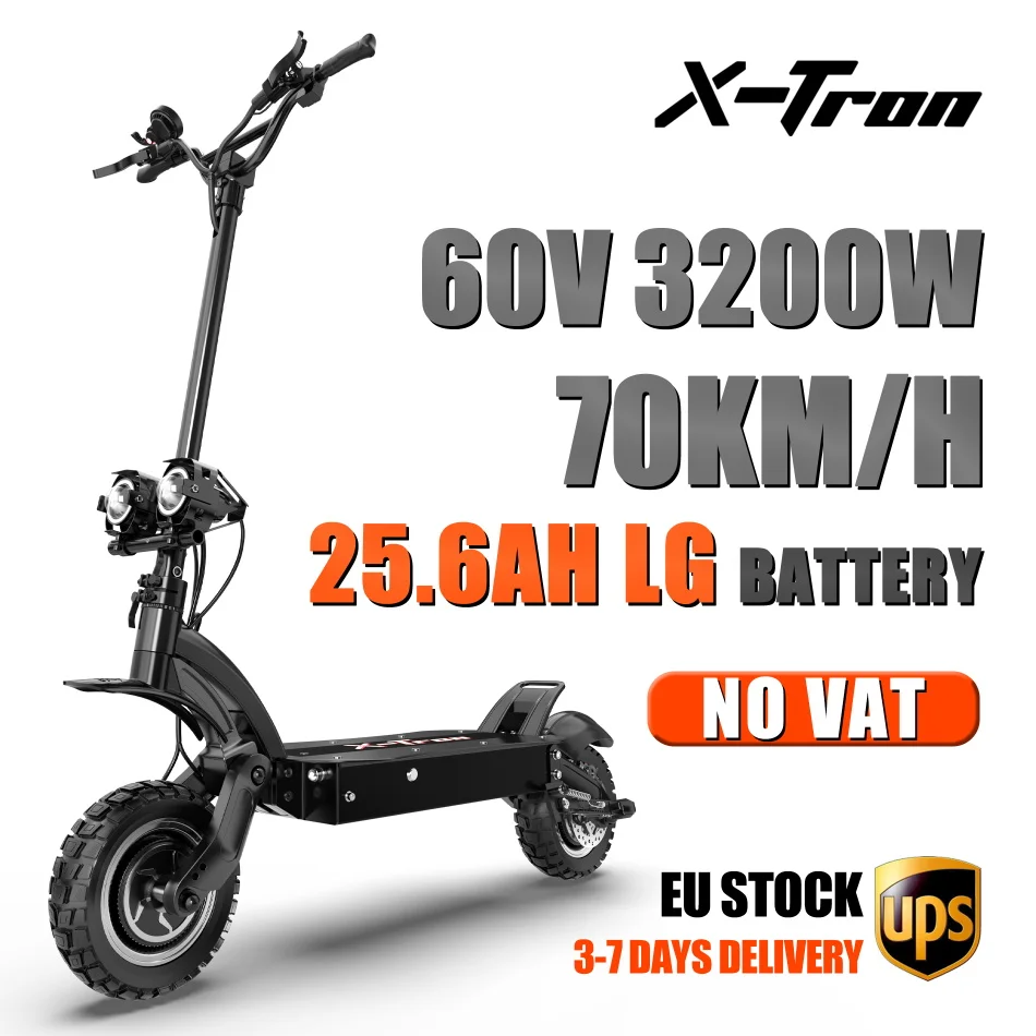 

X-Tron X20Pro 3200W Dual Motor Electric Scooter Max 70km/h 25.6AH LG Battery 10 Inch Off-road Tire Folding Electric Kick Scooter