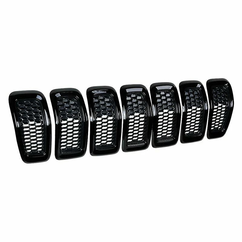 

Front Upper Mesh Honeycomb Grill Grille Inserts Cover Kit Mesh Grille&Trim Insert for Jeep Cherokee 2014-2018 Black