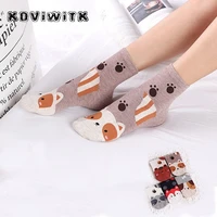animal dog cotton socks for womens short foxcat funny lady dots winter fashion black sock harajuku casual cute women gift sox
