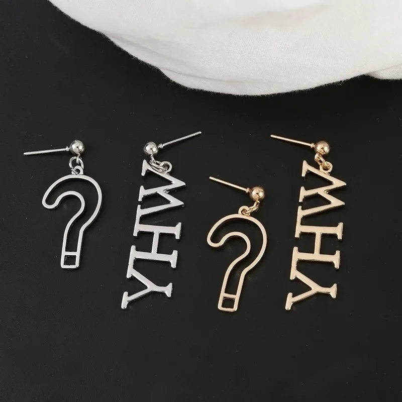 

Contracted asymmetric stud earrings fashion female temperament joker question mark earrings jewelry accessories