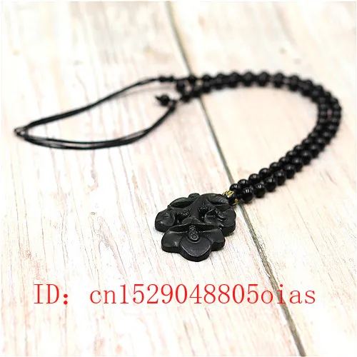 Натуральный черный зеленый китайский Нефритовый Цветок Кулон Бусы Ожерелье Шарм