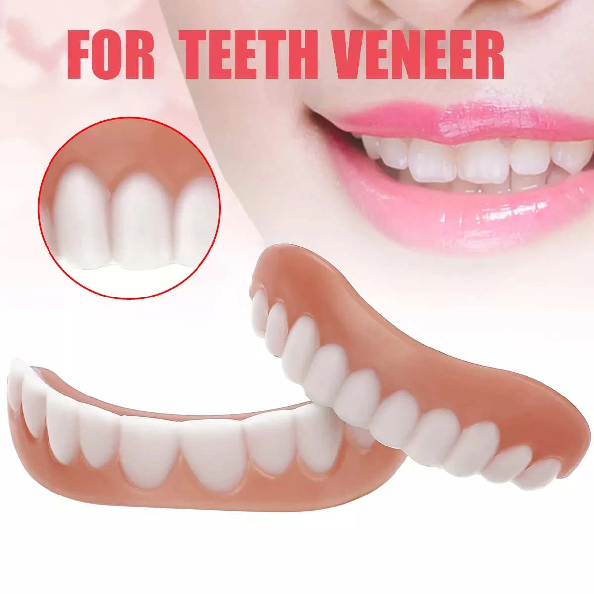 

HNKMP 2Pcs Upper/Lower Cosmetic Cosmetic Teeth Veneer Dentures for Women and Men Oral Care Beauty