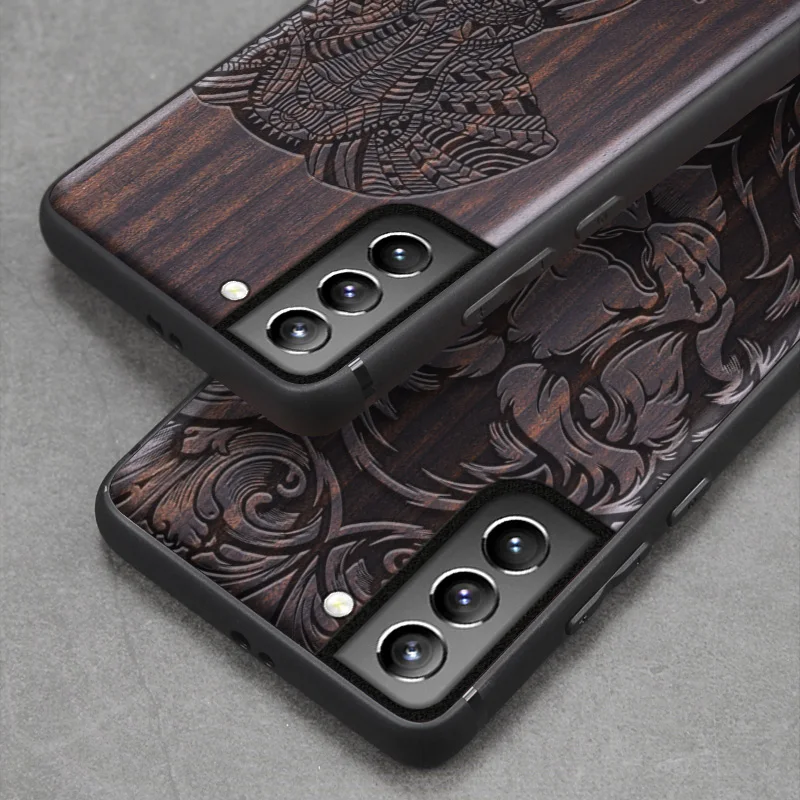 elewood for samsung s21 plus ultra wood cases iphone 13 11 12 pro mini se 2020 7 8 plus xr xs max wooden shell ebony phones hull free global shipping