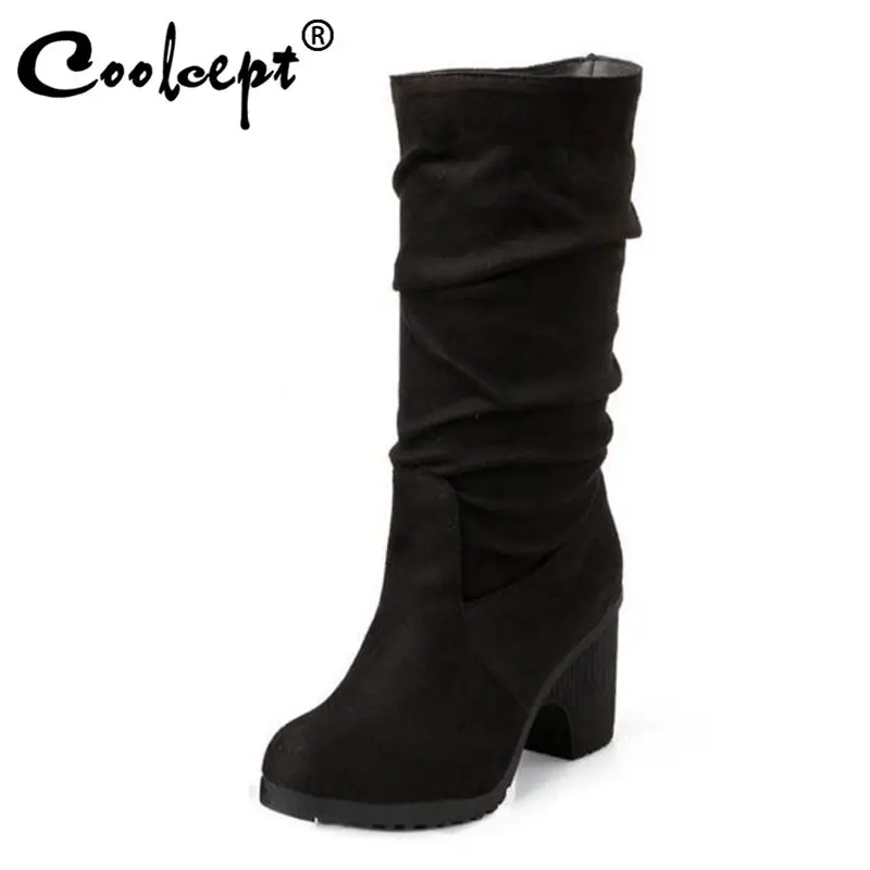 Coolcept/пикантные женские сапоги на высоком каблуке Теплая обувь меху Женские