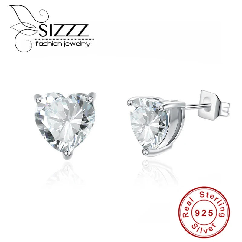 Женские серьги гвоздики из серебра 925 пробы с фианитом|Серьги-гвоздики| |