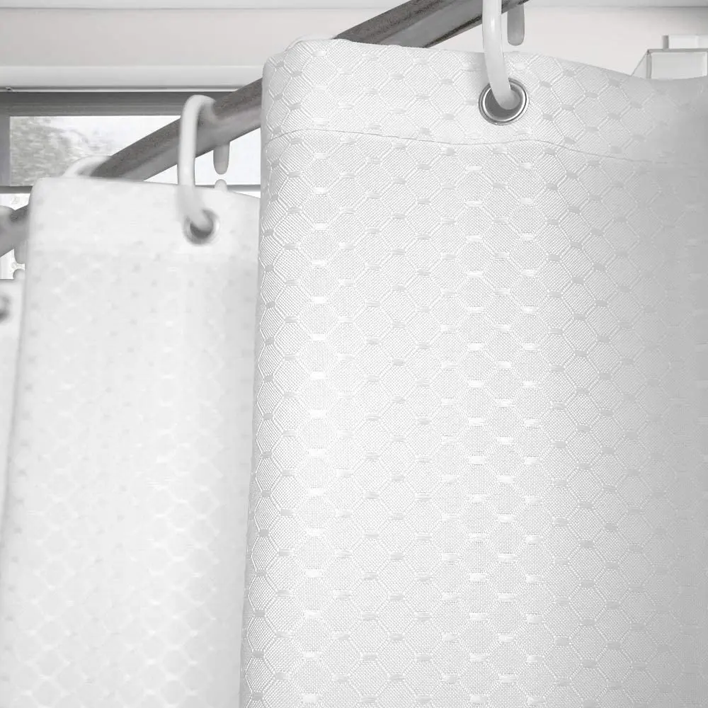 UFRIDAY Fabric White Shower Curtain Waffle Weave Decor Bath Hotel Solid Polyester Waterproof Bathroom with Hooks | Дом и сад