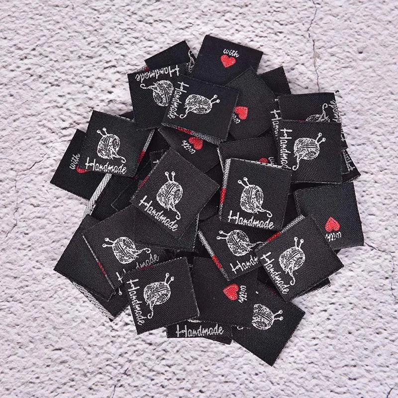 50pcs Woven Handmade With Love Cat Sewing Machine Clothing Labels Embossed Tags DIY Flag For Garment Accessories | Дом и сад