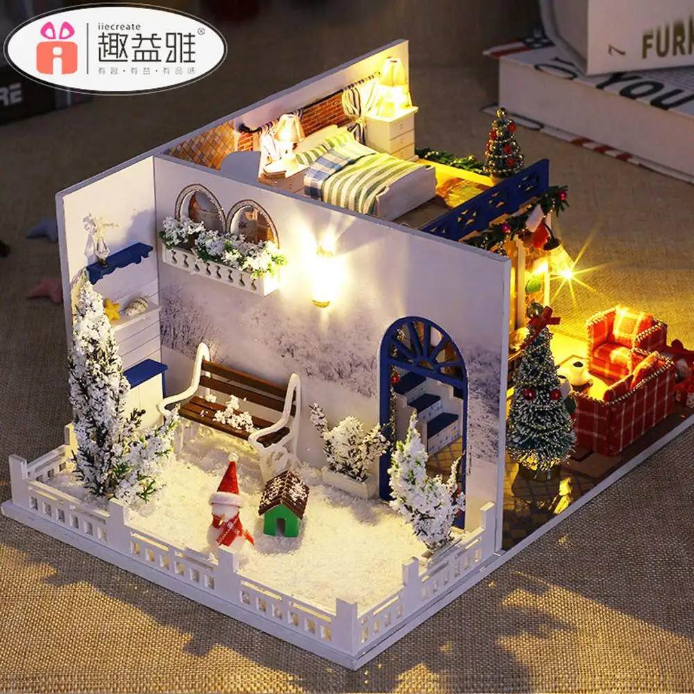 Миниатюрный Кукольный домик с мебелью Diy игрушечный деревянный дом