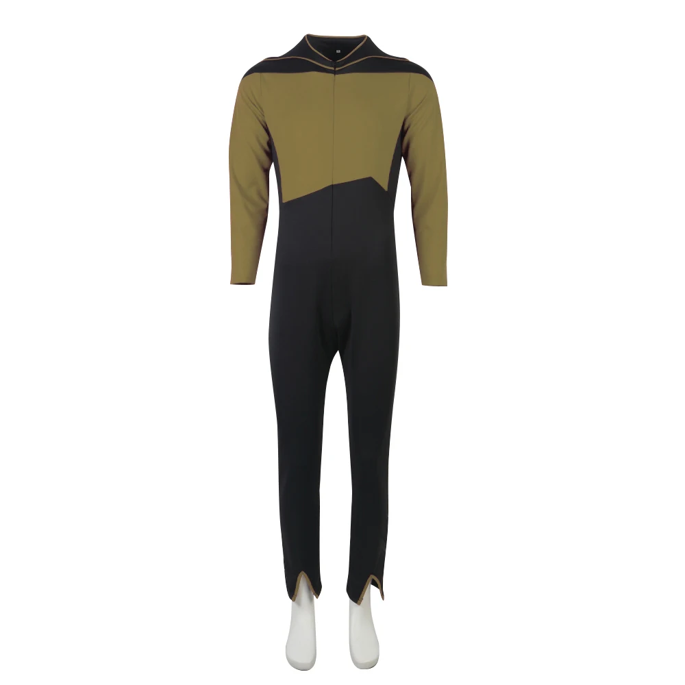 

Star The Next Generation Trek Costume JL Picard Starfleet Uniforms TNG Gold Jumpsuit ST Halloween Costume Men Prop