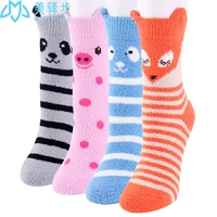 12 pairs per set cute cartoon fox coral velvet womens socks thick warm socks wholesale
