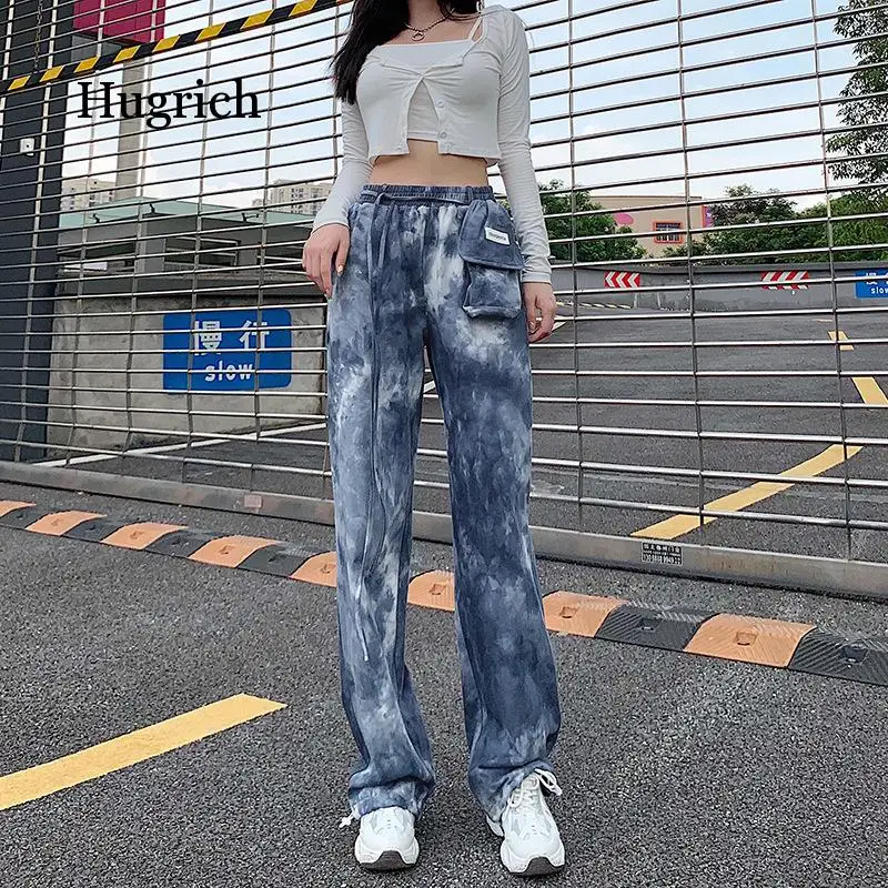Женские прямые повседневные джинсовые брюки High Street с индивидуальным дизайном и