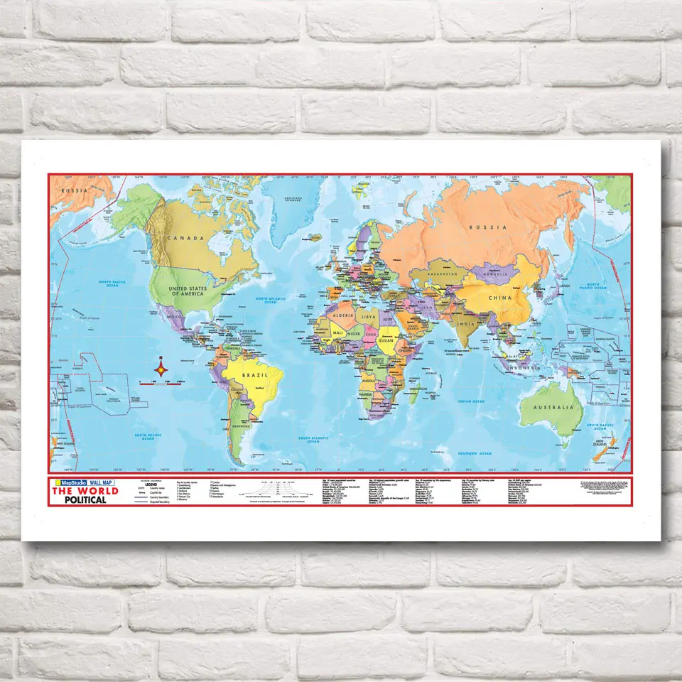 Фон с изображением карты мира Современное украшение для дома искусство холст