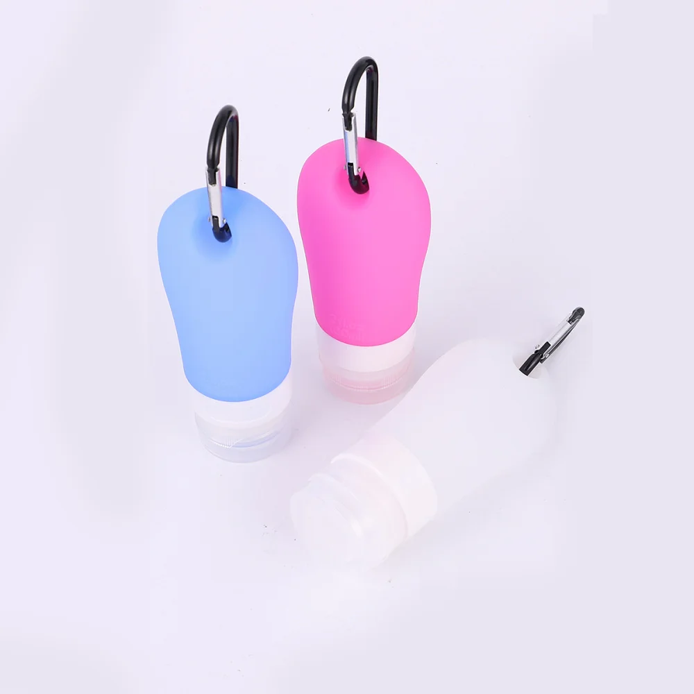

1 Set of 7pcs Travel Supplies Silicone Travel Bottles Refillable Squeezable Bottles PVC Bag Keychains (3PCS Bottles 1PC Bag 3PCS
