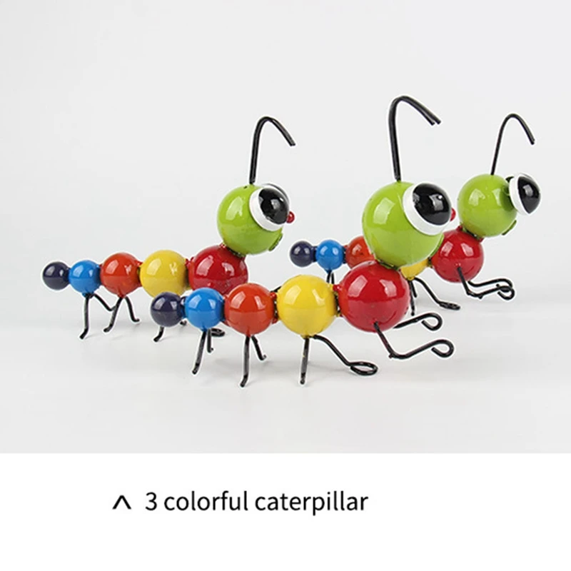 

3PCS Colourful Metal Insect Artwork for Home Jardineria Decoracion and Outdoor Decor Miniaturas Gardening