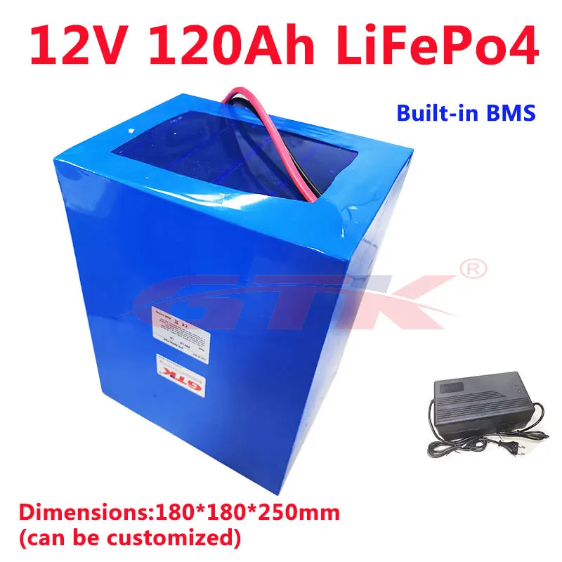 Литиевый аккумулятор GTK 12 В 120Ah Lifepo4 с BMS для домашней солнечной системы 1800 Вт