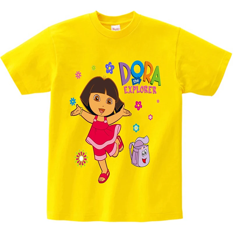 

2-15 Years Girls T-Shirt Children Cotton Short Sleeve Tee Tops Kids Adventure Cartoon Printing Clothes Summer Baby