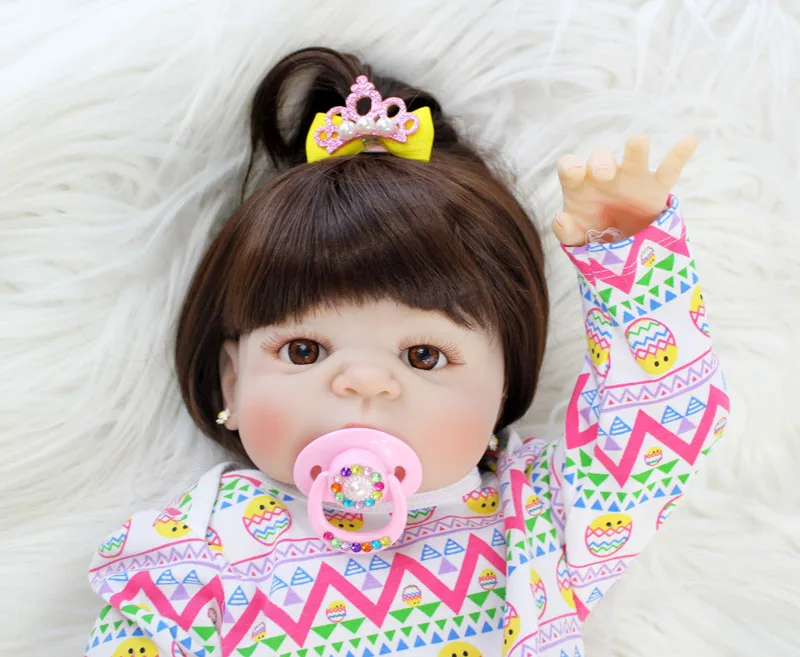 

55cm Full Body Silicone Reborn Alive Doll Vinyl Newborn Princess Babies With Earring Girl Bonecas Play House Bathe Toy