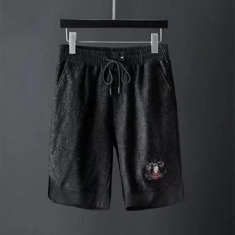 

High-end light luxury brand men's clothing 2021 new summer tide brand jacquard casual sports suit men's loose large size