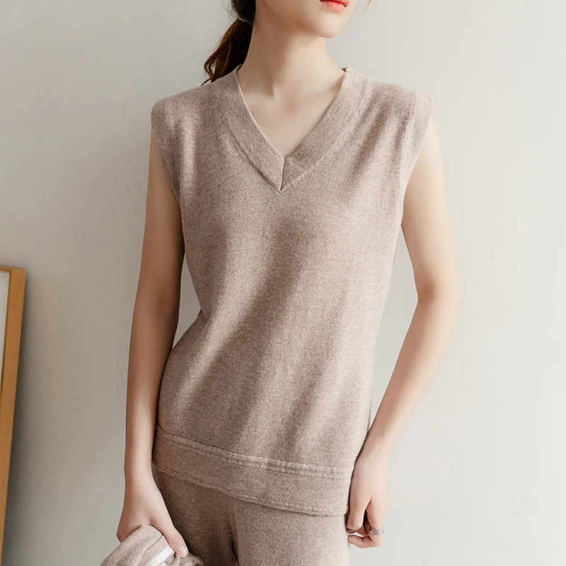 

cashmere women vest v neck natural wool sleeveless sweater warm pullover jacket fashion casual knitwear