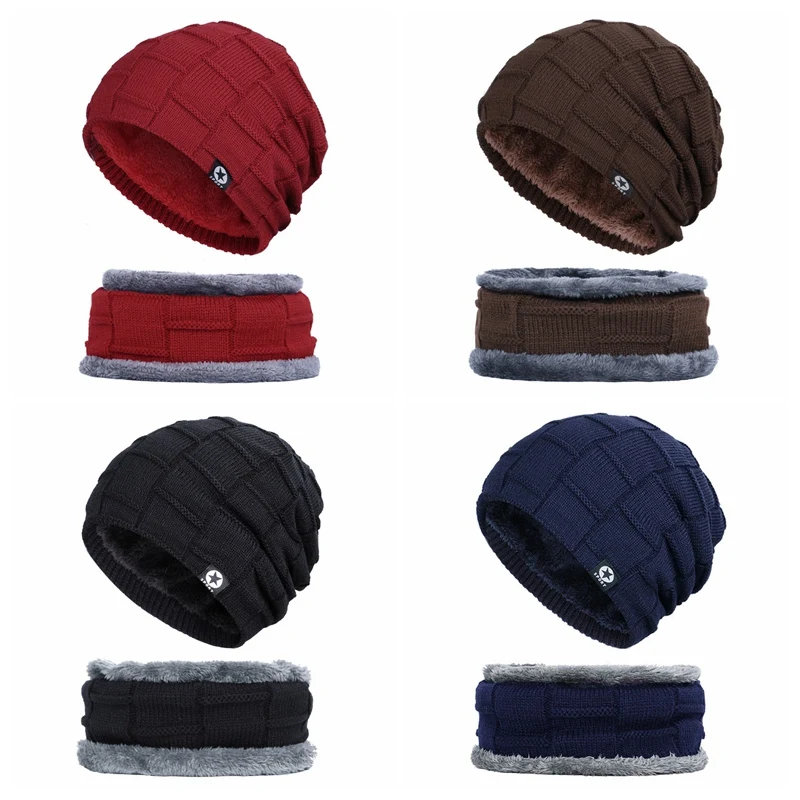 Мужская Женская зимняя теплая вязаная мешковатая Шапка-бини Шерстяная Лыжная