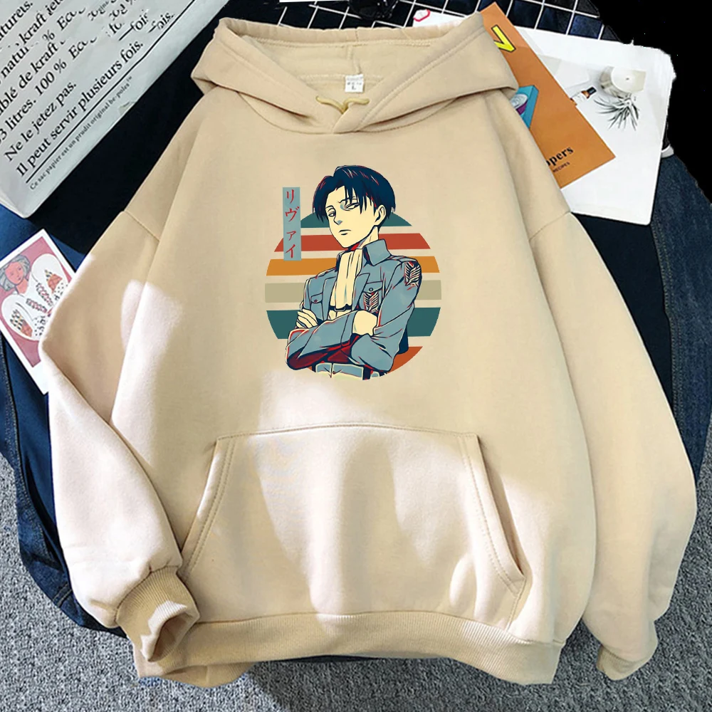 

Attack on Titan Hoodie Men Levi Print Oversize Hoodies Pullovers Womens Casaul Tops Sweatshirt Unisex Regular Hip pop Streetwear