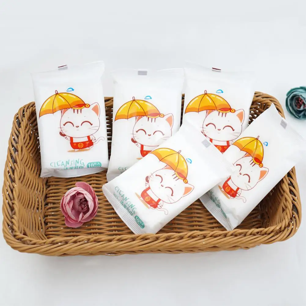 10 шт./пакет Портативный чистящие салфетки для лица Уход за кожей рук влажные