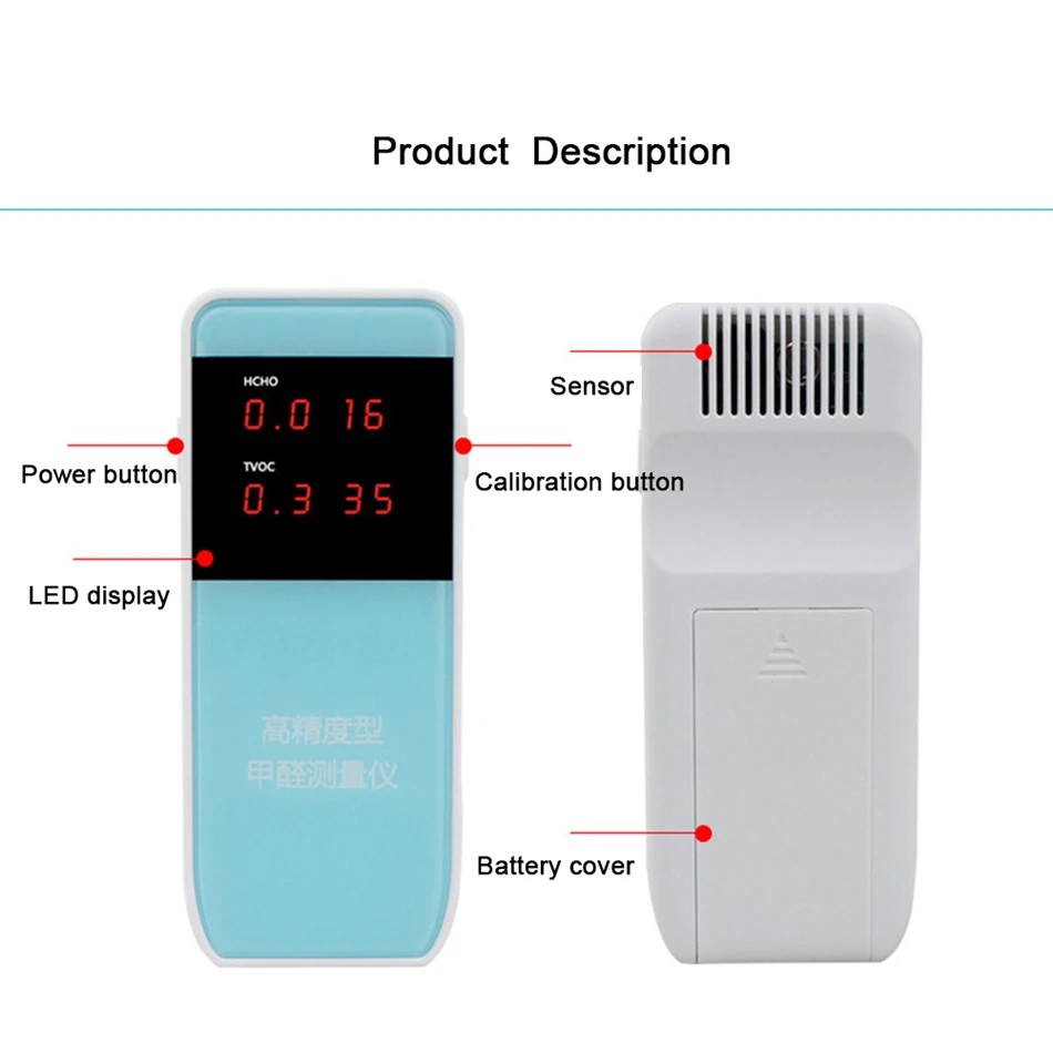 High Precision Formaldehyde Detector Home Air Quality Tester HCHO TVOC Portable Indoor Meter Monitor Professional Multifunction