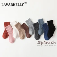 autumn and winter spanish new childrens socks vertical stripe middle tube student socks solid color versatile baby socks