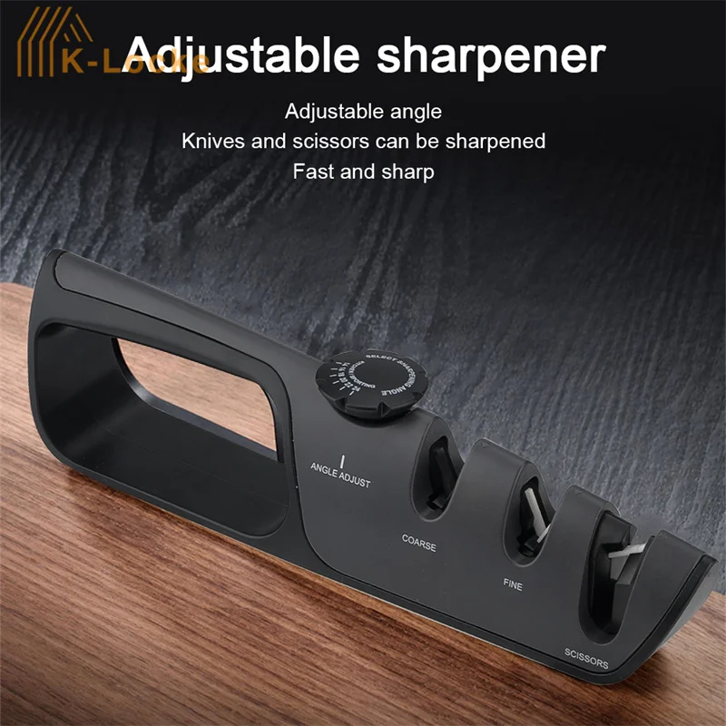 

3-slot Knife Sharpener Kitchenware Adjustable Angle Grind Scissors Professional Grinding Machine 4 In 1 Knife Tools Accessories