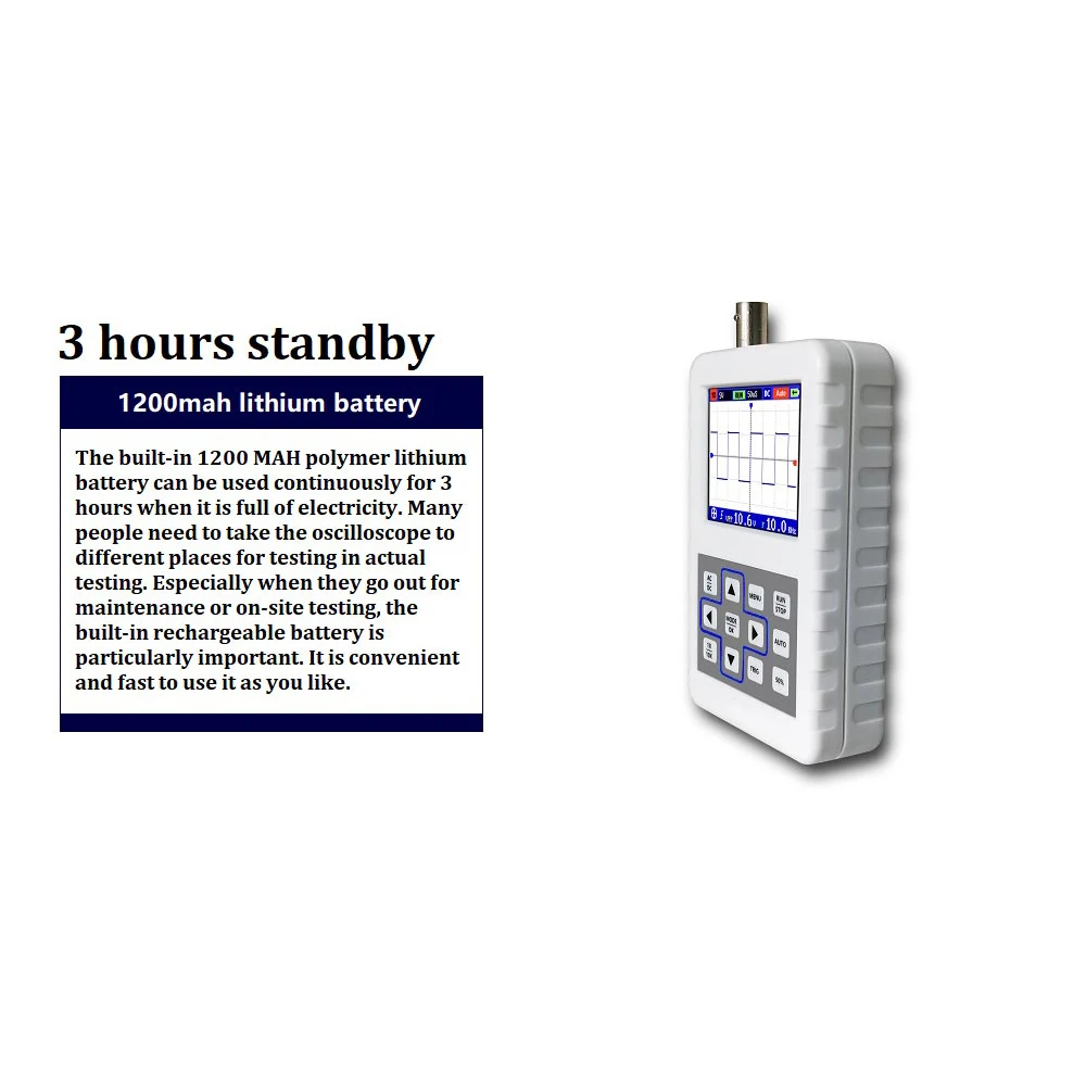 

2031H Digital Oscilloscope Handheld Oscilloscope 30M Bandwidth 200MS/s Sampling Rate Oscilloscope with P6100 Oscilloscope Probe
